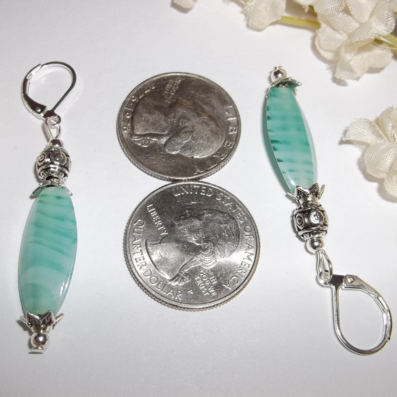 Teal Green Glass Beaded Earring Set Pair NWT 5067 - Picture 3 of 8